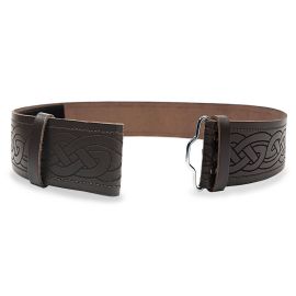 Celtic Embossed Brown Kilt Belt