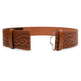 Celtic Embossed Tan Kilt Belt