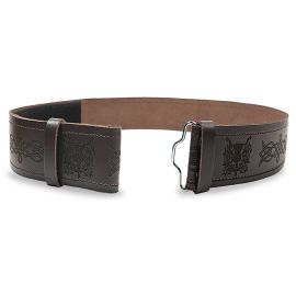 Thistle Embossed Brown Kilt Belt