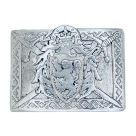 Lion Rampant Kilt Belt Buckle in Polished Pewter