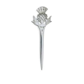 Large Thistle Kilt Pin in  Polished Pewter