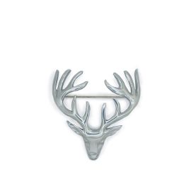 Stag Plaid Large Brooch in Polished Pewter
