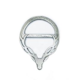 Stag Head Scarf Ring in Polished Pewter