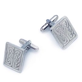 Celtic Rectangle Cufflinks in Polished Pewter