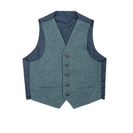 Fishermans Blue Shetland Tweed 5 Button Kilt Waistcoat