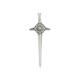 Circular Celtic Kilt Pin in Matt Pewter