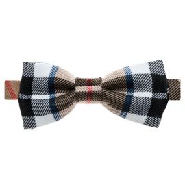 Thomson Camel Modern Tartan Mens Wool Bow Tie - Front View