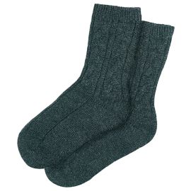 Ladies Luxury Carbon Grey Cable Cashmere Socks