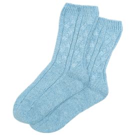 Ladies Luxury Periwinkle Cable Cashmere Socks