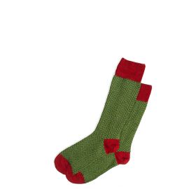 Men's Brick Red Herringbone Merino Blend Socks