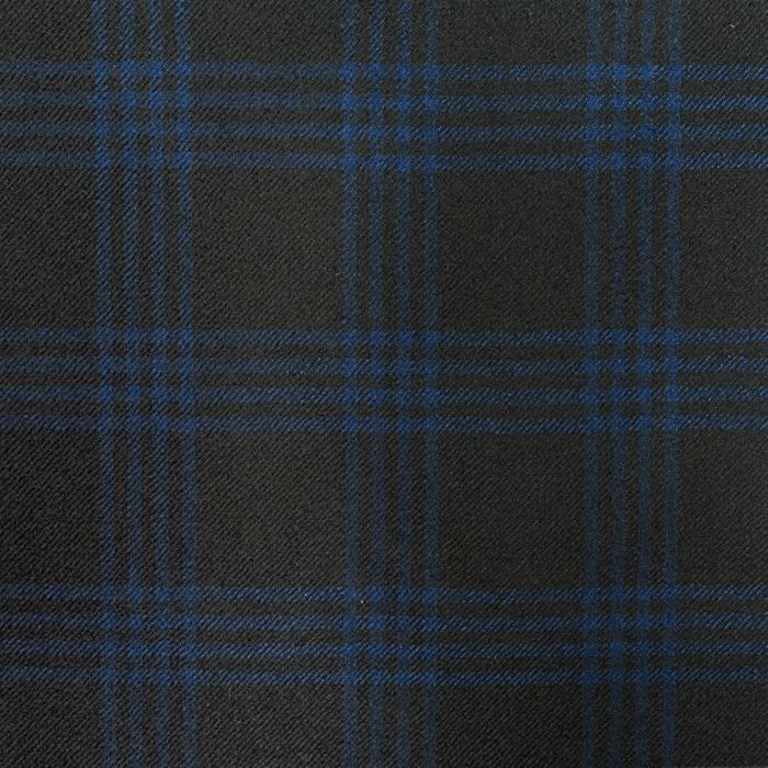 Royal/Black Grid Check Lightweight Fabric