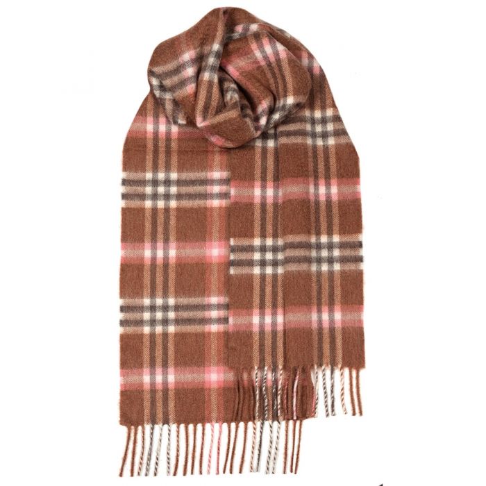 Beau Elie Rose Check Luxury Cashmere Scarf