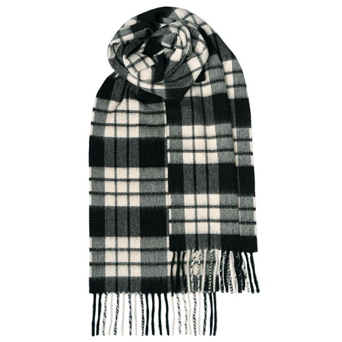 Beau MacFarlane Black White Tartan Luxury Cashmere Scarf