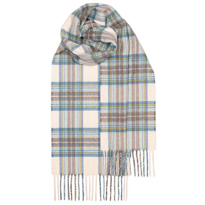 Beau Stewart Blue Dress Tartan Luxury Cashmere Scarf