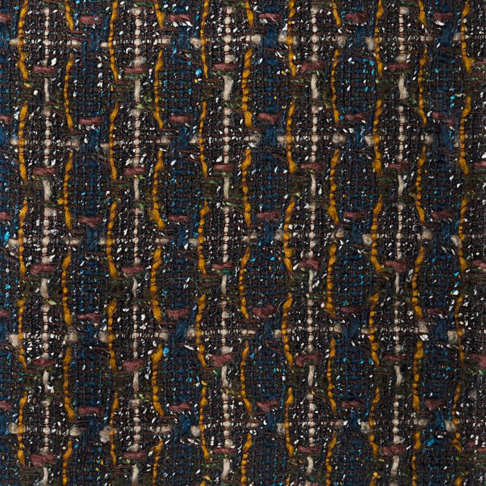 Olive / Gold / Multi Texture Check Wool Tweed Fabric