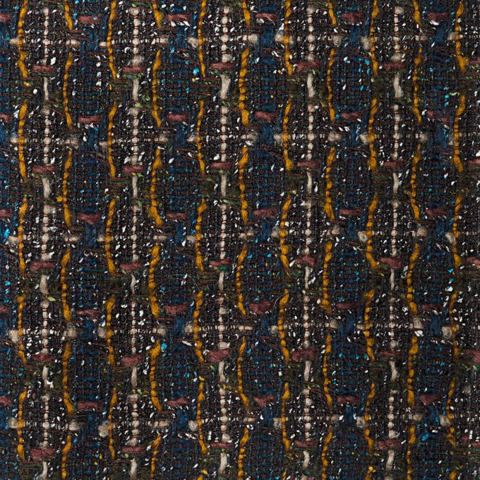 Olive / Gold / Multi Texture Check Wool Tweed Fabric