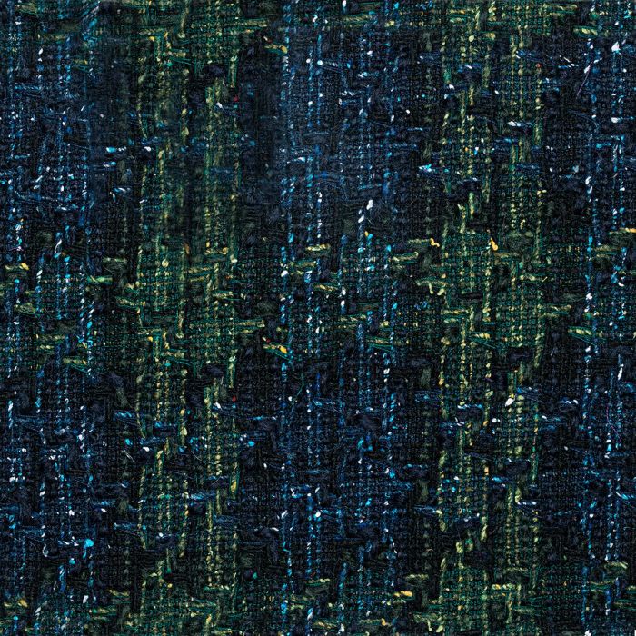 Blue / Bottle Houndstooth Check Donegal Wool Tweed Fabric Sample