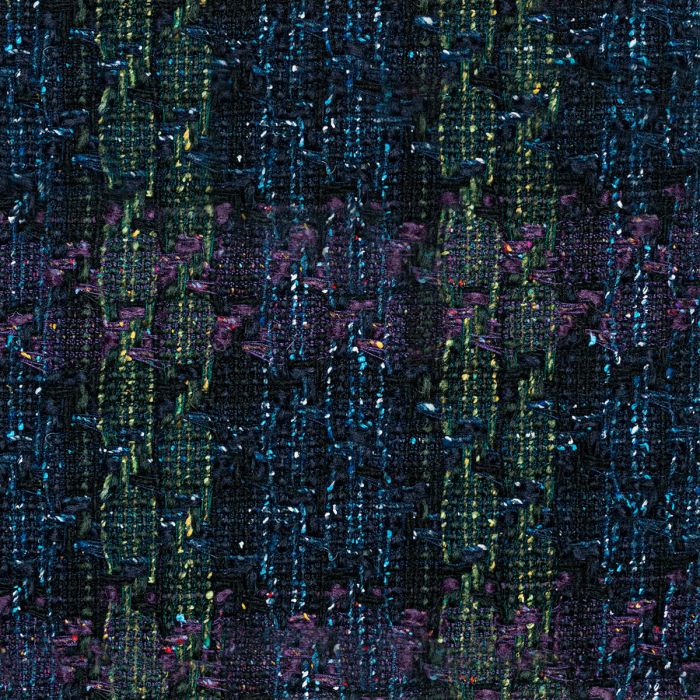 Blue / Mauve Houndstooth Check Donegal Wool Tweed Fabric Sample