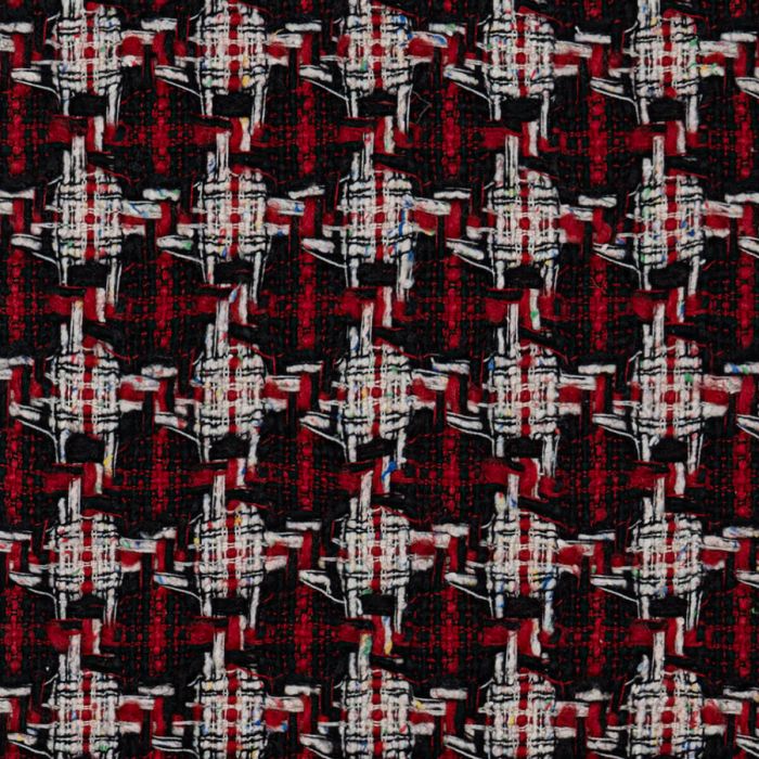 Ruby & Black Check Wool Tweed Fabric Sample