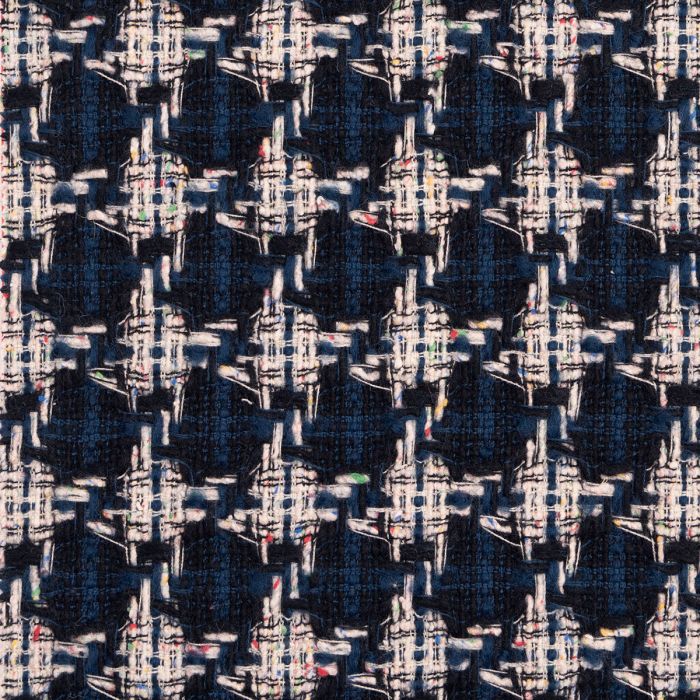 Navy / Black Check Wool Tweed Fabric