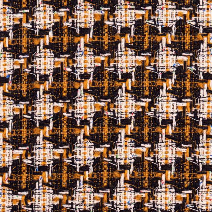 Ochre / Black Check Wool Tweed Fabric