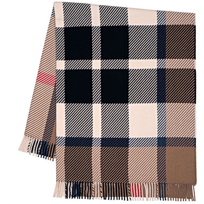 Darcy Thomson Camel Modern Tartan Luxury Wool Throw