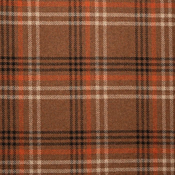 Rust Plaid Soft Wool Recycled Blend Tweed Fabric Sample