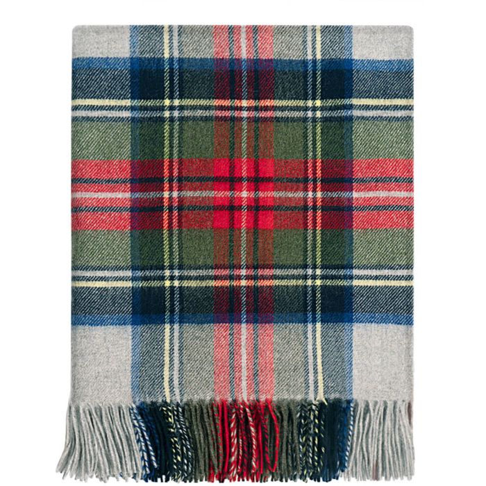 Innes Stewart Silver Dress Tartan Luxury Cashmere Blanket