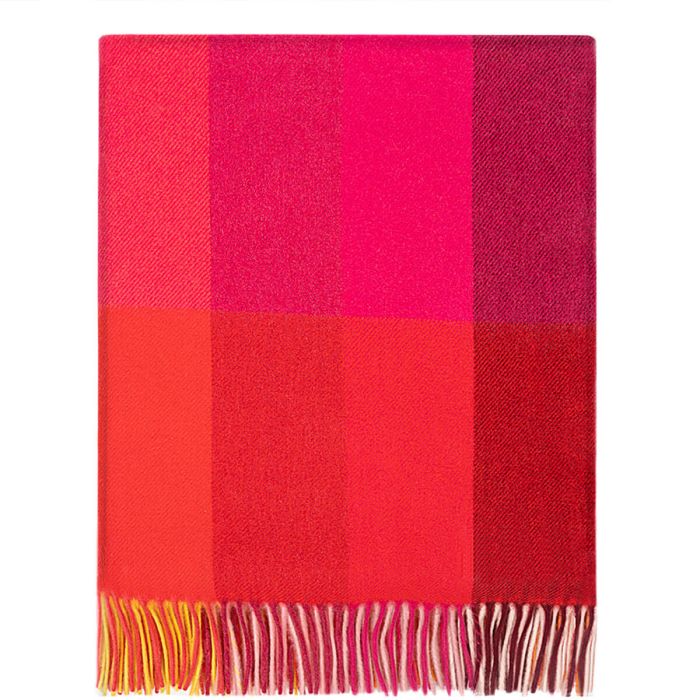 Innes Sunrise Rose Check Luxury Cashmere Blanket