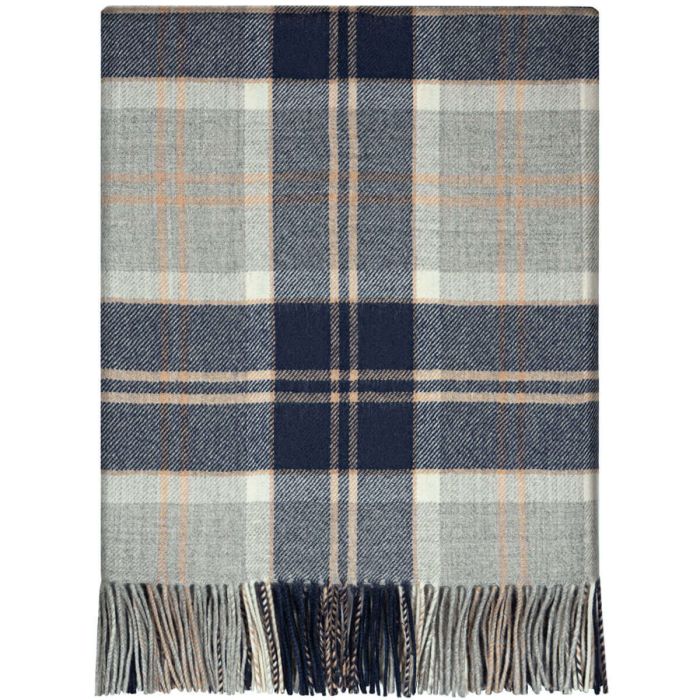 Bannockbane Grey Tartan Lambswool Blanket | Woven in Lochcarron of ...