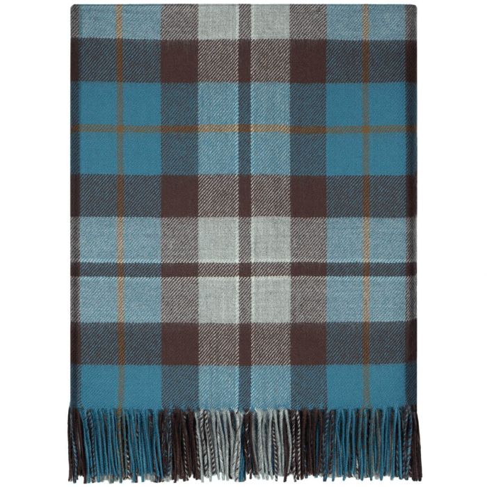 Rose Hunting Grey Tartan Lambswool Blanket