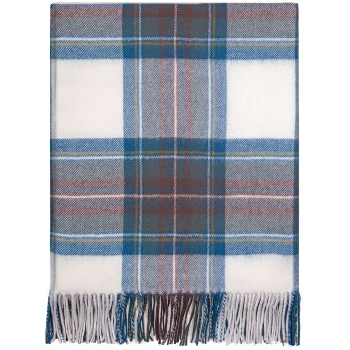 Border Stewart Blue Dress Tartan Lambswool Blanket | Lochcarron of Scotland