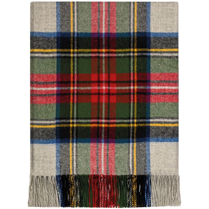 Border Stewart Silver Dress Tartan Lambswool Blanket