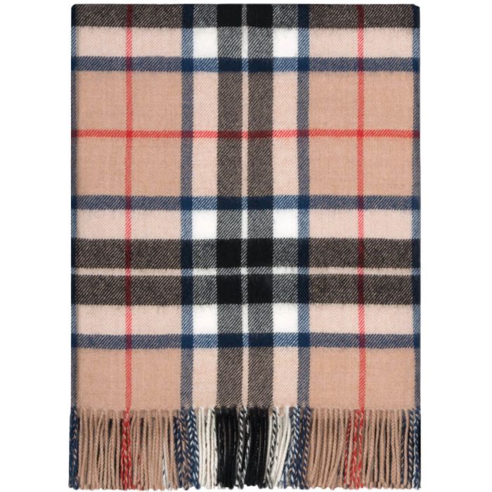 Border Thomson Camel Tartan Lambswool Blanket