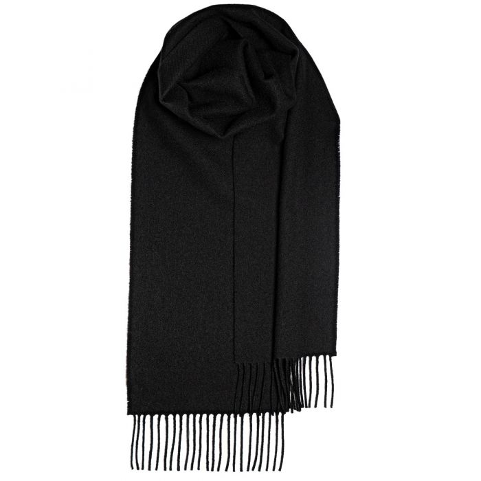 Bowhill Black Plain Coloured Lambswool Scarf