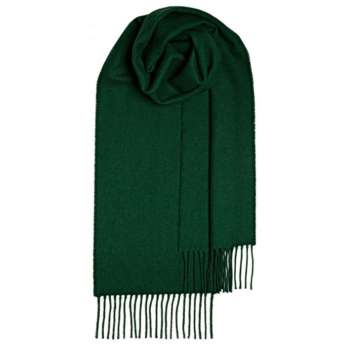 Bowhill Bottle Green Plain Coloured Lambswool Scarf
