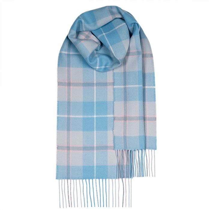 Bowhill Blue Check Lambswool Scarf