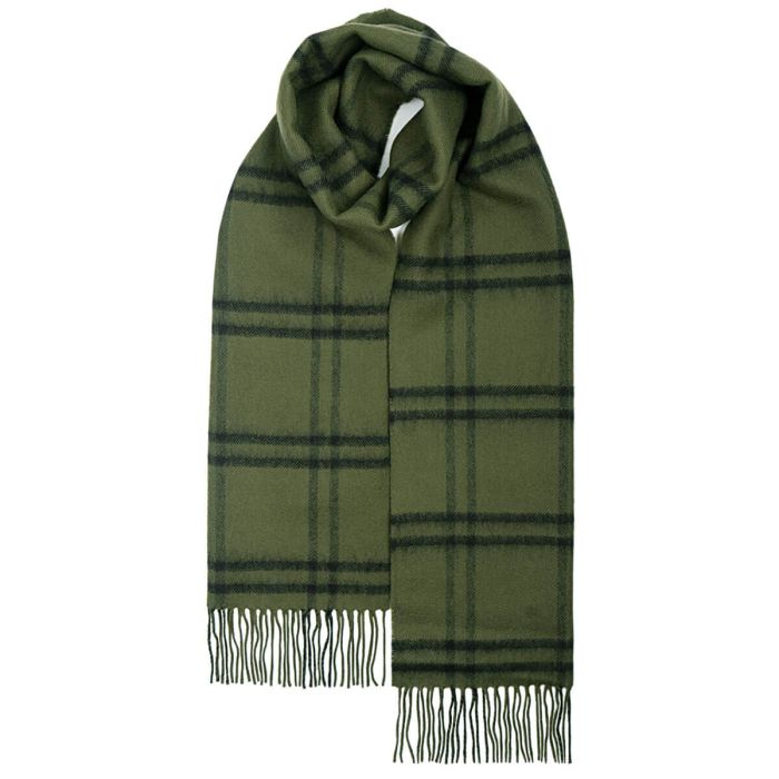 Darwin Olive Plaid Oversized Lambswool Scarf