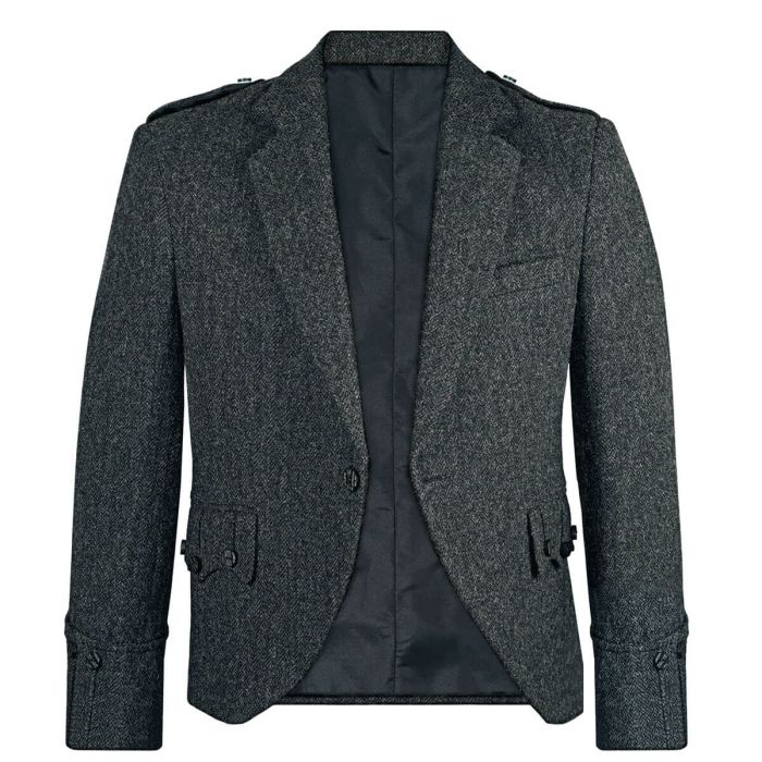 Porters Grey Shetland Tweed Argyll Kilt Jacket Lochcarron of