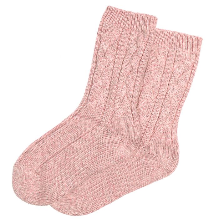 Ladies Luxury Rose Cable Cashmere Socks
