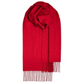 EMBROIDERED LAMBSWOOL SCARF 【RED】 Edinburgh 100% Lambswool Scarf RED ROUGE | Dunedin Cashmere