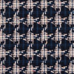 Navy / Black Check Wool Tweed Fabric