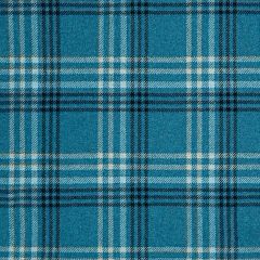 Blue Plaid Wool Blend Tweed Fabric