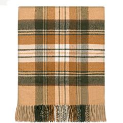 Innes Stewart Camel Tartan Luxury Cashmere Blanket