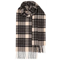 Bowhill Stewart Dress Grey Tartan Lambswool Scarf