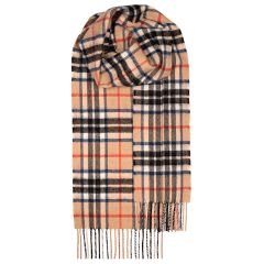 Bowhill Thomson Camel Modern Tartan Lambswool Scarf