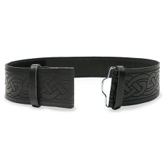 Celtic Embossed Black Kilt Belt