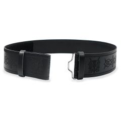 Thistle Embossed Black Kilt Belt