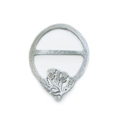 Thistle Scarf Ring in Polished Pewter