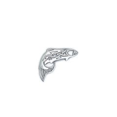 Salmon Small Brooch in Polished Pewter